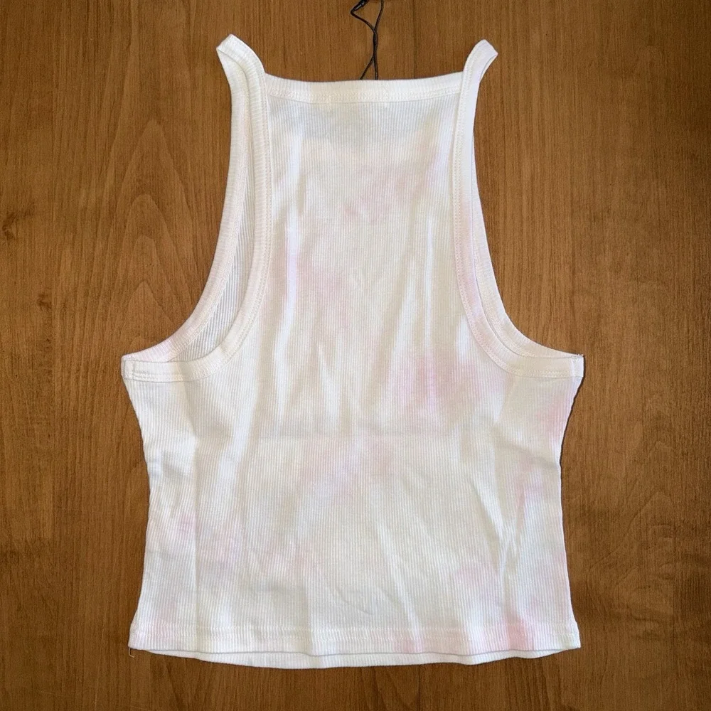 NEW NIA Women's 100% Cotton High Razor Tank Top Size Small‎ Pink Tie Dye